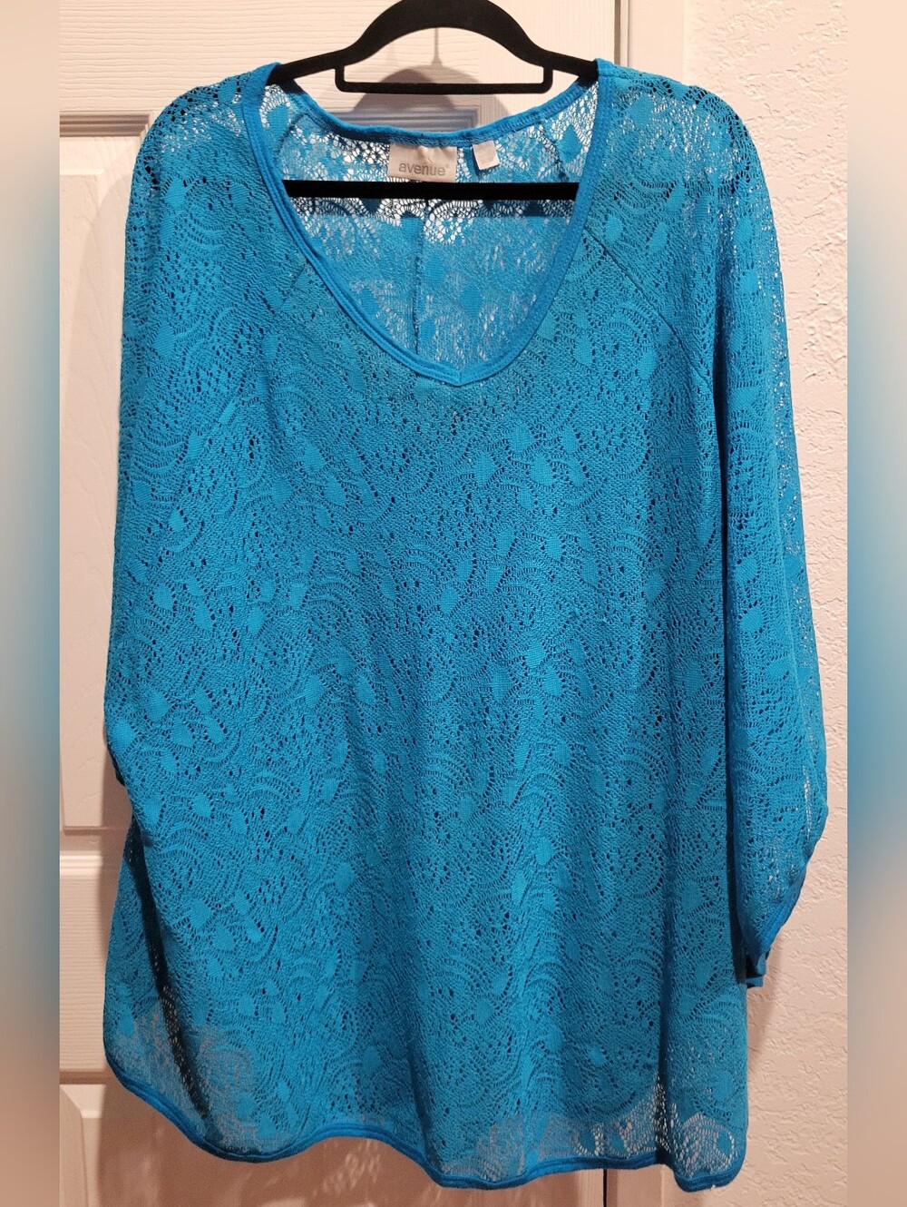 Avenue Turquoise Lace V-Neck Tunic
